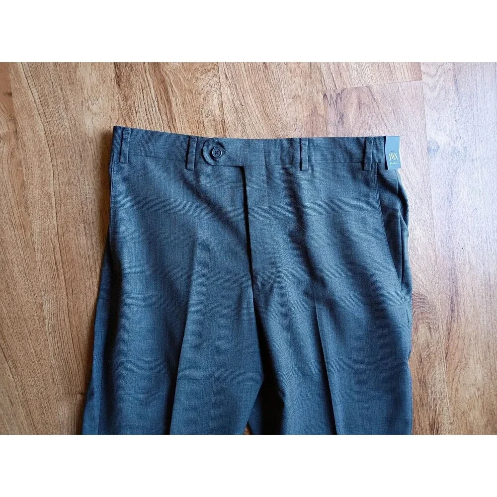 John W. Nordstrom JWN Glen Plaid Wool Dress Pants 32W Traditional Fit